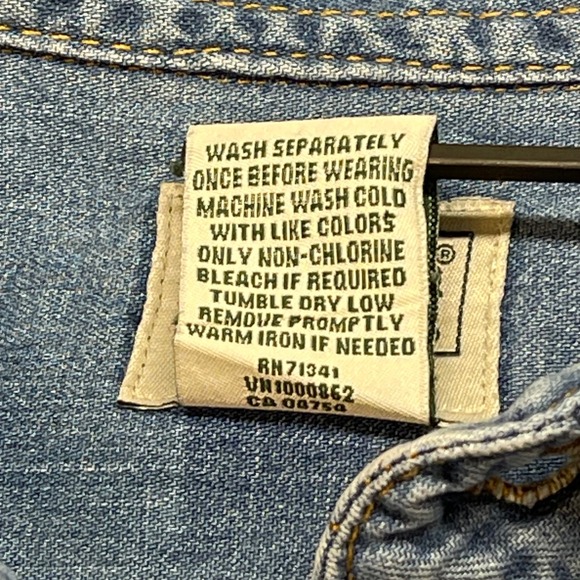 LL Bean Mens Traditional Fit‎ Denim Workwear Shirt Long Sleeve L Tall Blue - Picture 7 of 8